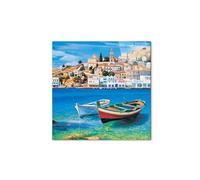 Artopweb CrystalArt 50 x 70 cm | Tableau Plexiglass effet verre brillant, léger et prêt à accrocher | Décoration de la maison Art Design Italien Eco-Friendly - Boat on the Beach par Art Studio
