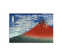 Artopweb CrystalArt 53 × 80 cm Cadre Plexiglass Effet Verre Brillant Léger Prêt à Suspendre Eco-Friendly - Red Southern Wind on Fidji on a clear morning par Hokusai Katsushika