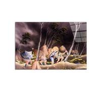 Artopweb CrystalArt 53 × 80 cm Cadre Plexiglass Effet Verre Brillant Léger Prêt à Suspendre Eco-Friendly - Peasants surprised by a violent storm par Hokusai Katsushika