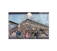 Artopweb CrystalArt 53 × 80 cm Cadre Plexiglass Effet Verre Brillant Léger Prêt à Suspendre Eco-Friendly - People Walking under Cherry Trees at Night by Hiroshige Utagawa