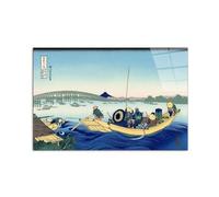 Artopweb CrystalArt 53 × 80 cm Tableau Plexiglass Effet Verre Brillant Léger Prêt à Suspendre Eco-Friendly - Sunset across the Ryogoku bridge de Hokusai Katsushika