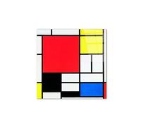 Artopweb CrystalArt 58 × 58 cm Cadre Plexiglass Effet Verre Brillant Léger Prêt à Suspendre Eco-Friendly - Homage to Mondrian - Composition with Red Yellow. Bleu et noir