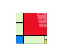 Artopweb CrystalArt 58 × 58 cm Cadre Plexiglass Effet Verre Brillant Léger Prêt à Suspendre Eco-Friendly - Homage to Mondrian - Composition en rouge. Bleu et jaune