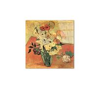 Artopweb CrystalArt 58 × 58 cm Cadre Plexiglass Effet Verre Brillant Léger Prêt à Suspendre Eco-Friendly - Still Life with Japanese vase. roses and anemones par Van Gogh Vincent
