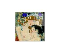 Artopweb CrystalArt 58 × 58 cm Tableau Plexiglass effet verre brillant léger prêt à accrocher décoration maison art design italien écologique - Homage to Klimt - The Three Ages of Woman