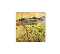 Artopweb CrystalArt 58 × 58 cm Tableau Plexiglass effet verre brillant léger prêt à accrocher décoration maison art design italien écologique - Landscape with plowed fields de Van Gogh Vincent