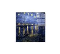 Artopweb CrystalArt 58 x 58 cm Tableau Plexiglass effet verre brillant léger prêt à accrocher décoration maison art design italien écologique - Starry Night Over the Rhone de Van Gogh Vincent