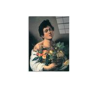 Artopweb CrystalArt 78 x 58 cm Tableau Plexiglass effet verre brillant léger prêt à accrocher décoration maison art design italien écologique - Homage to Caravaggio - Boy with fruit