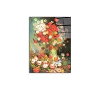 Artopweb CrystalArt 80 × 60 cm Cadre Plexiglass Effet Verre Brillant Léger Prêt à Suspendre Eco-Friendly - Vase avec cornflowers and poppies. pivoines et chrysanthemums de Van Gogh Vincent