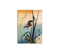 Artopweb CrystalArt 80 × 60 cm Tableau Plexiglass effet verre brillant léger prêt à accrocher décoration maison art design italien écologique - Kingfisher and lilies II de Hiroshige Utagawa