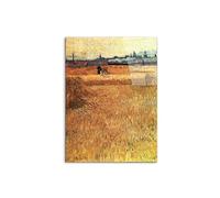 Artopweb CrystalArt 80 × 60 cm Tableau Plexiglass Effet Verre Brillant Léger Prêt à Suspendre Eco-Friendly - Wheat field with a view of Arles par Van Gogh Vincent