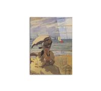 Artopweb CrystalArt 80 × 60 cm Tableau Plexiglass Effet Verre Brillant Léger Prêt à Suspendre Eco-Friendly - Camille Monet on the Beach at Trouville par Monet Claude