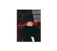 Artopweb CrystalArt 80 x 60 cm Tableau Plexiglass effet verre brillant léger prêt à accrocher décoration maison art design italien écologique - Lady with hat and feather par Klimt Gustav