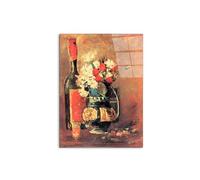 Artopweb CrystalArt 80 x 60 cm Tableau Plexiglass effet verre brillant léger prêt à accrocher écologique - Vase of white carnations and rose and bottle par Van Gogh Vincent