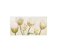 Artopweb CrystalArt Art Studio 50 × 100 cm Tableau Plexiglass Effet Verre Brillant Léger Prêt à Suspendre Décoration Maison Art Design Italien Eco-Friendly - Blanc tulipes