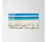 Artopweb CrystalArt Art Studio 50 x 100 cm Tableau Plexiglass Effet Verre Brillant Léger Prêt à Suspendre Décoration Maison Art Design Italien Eco-Friendly - Rocks on the Beach