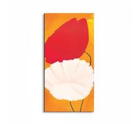 Artopweb EarthArt Materic 100 x 50 cm Tableau matériel 3D effet pinceau léger prêt à accrocher décoration maison art design italien écologique Poppies Red & White Flowers par Art Studio