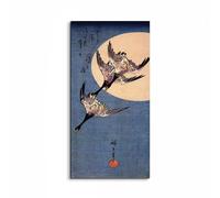Artopweb EarthArt Materic 100 x 50 cm Tableau matériel 3D effet pinceau léger prêt à accrocher décoration maison art design italien écologique - Three geese flying de Hiroshige Utagawa