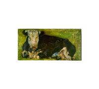 Artopweb EarthArt Materic 50 × 100 cm Tableau matériel 3D effet pinceau léger prêt à accrocher décoration maison art design italien écologique - Lying Cow de Van Gogh Vincent