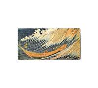 Artopweb EarthArt Materic 50 × 100 cm Tableau matériel 3D effet pinceau léger prêt à accrocher décoration maison art design italien écologique - Ocean Wave de Hokusai Katsushika