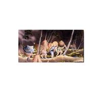 Artopweb EarthArt Materic 50 × 100 cm Tableau matériel 3D effet pinceau léger prêt à accrocher écologique - Peasants surprised by a violent storm par Hokusai Katsushika