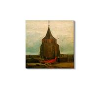 Artopweb EarthArt Materic 50 × 70 cm | Tableau matériel 3D effet brossé, léger et prêt à accrocher | Décoration de maison Art Design Italien Eco-Friendly - Old Church de Van Gogh Vincent