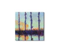 Artopweb EarthArt Materic 50 × 70 cm | Tableau matériel 3D effet brossé, léger et prêt à accrocher | Décoration de maison Art Design Italien Eco-Friendly - Four poplars par Monet Claude