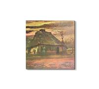 Artopweb EarthArt Materic 50 x 70 cm | Tableau matériel 3D effet brossé, léger et prêt à accrocher | Décoration de maison Art Design Italien Eco-Friendly - Straw Hut at dusk de My Store