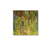 Artopweb EarthArt Materic 50 x 70 cm | Tableau matériel 3D effet brossé, léger et prêt à accrocher | Décoration de maison Art Design Italien Eco-Friendly - Garden with crucifix par Klimt Gustav