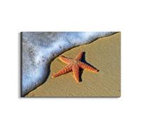 Artopweb EarthArt Materic 53 × 80 cm Tableau matériel 3D effet pinceau léger prêt à accrocher décoration maison art design italien écologique - Starfish on the beach par Pedro Lastra