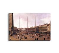 Artopweb EarthArt Materic 53 × 80 cm Tableau matériel 3D effet pinceau léger, prêt à accrocher, décoration maison, art design italien écologique, place Saint-Marc I de Canaletto