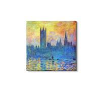 Artopweb EarthArt Materic 58 × 58 cm Tableau matériel 3D effet pinceau léger prêt à accrocher décoration maison art design italien écologique - London Parliament in Winter par Monet Claude