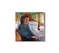 Artopweb EarthArt Materic 58 × 58 cm Tableau matériel 3D effet pinceau léger, prêt à accrocher, décoration maison, art design italien écologique, portrait avec bouteille de vin de Munch Edvard