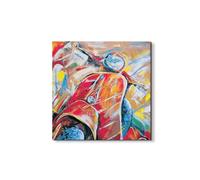 Artopweb EarthArt Materic 58 × 58 cm Tableau matériel 3D effet pinceau léger prêt à accrocher décoration maison art design italien écologique - Homage to Vespa Red Design d'Art Studio