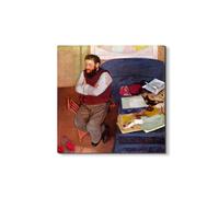 Artopweb EarthArt Materic 58 × 58 cm Tableau matériel 3D effet pinceau léger prêt à accrocher décoration maison art design italien écologique - Portrait of Diego Marteaux de Degas Edgar