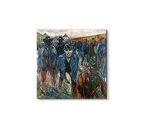 Artopweb EarthArt Materic 58 × 58 cm Tableau matériel 3D effet pinceau léger prêt à accrocher décoration maison art design italien écologique - Workers on their way home par Munch Edvard