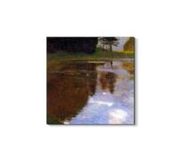 Artopweb EarthArt Materic 58 × 58 cm Tableau matériel 3D effet pinceau léger prêt à accrocher décoration maison art design italien écologique Lake in front of the Castle by Klimt Gustav