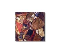 Artopweb EarthArt Materic 58 × 58 cm Tableau matériel 3D effet pinceau léger prêt à accrocher décoration maison art design italien écologique - Agony (The Death Struggle) par Schiele Egon