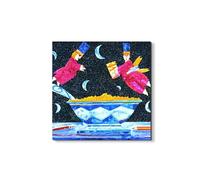 Artopweb EarthArt Materic 58 × 58 cm Tableau matériel 3D effet pinceau léger prêt à accrocher décoration maison art design italien écologique - Homage to Francesco - Risotto Alla Milanese