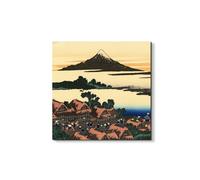 Artopweb EarthArt Materic 58 × 58 cm Tableau matériel 3D effet pinceau léger prêt à accrocher écologique - Dawn at Isawa in the Kai provinces de Hokusai Katsushika