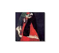 Artopweb EarthArt Materic 58 × 58 cm Tableau matériel 3D effet pinceau léger prêt à accrocher écologique - Cardinal and Nun or The caress de Schiele Egon
