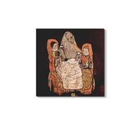 Artopweb EarthArt Materic 58 × 58 cm Tableau matériel 3D effet pinceau léger prêt à accrocher écologique - Parent with two children (the mother) par Schiele Egon