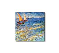 Artopweb EarthArt Materic 58 × 58 cm Tableau matériel 3D effet pinceau léger prêt à accrocher écologique - The sea at Saintes-Maries par Van Gogh Vincent