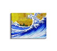 Artopweb EarthArt Materic 58 × 78 cm Tableau matériel 3D effet pinceau léger prêt à accrocher décoration maison art design italien écologique - Homage to Hokusai - Grande vague d'Art Studio