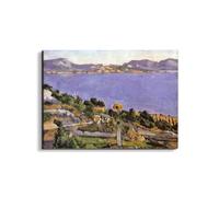 Artopweb EarthArt Materic 58 × 78 cm Tableau matériel 3D effet pinceau léger prêt à accrocher Eco-Friendly - L'Estaque vue du golfe de Marseille 1878" par Cezanne Paul