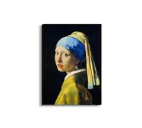 Artopweb EarthArt Materic 78 × 58 cm Tableau matériel 3D effet pinceau léger prêt à accrocher écologique - Homage to Vermeer - Girl with a Pearl Earring