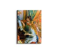 Artopweb EarthArt Materic 80 × 60 cm Tableau matériel 3D effet pinceau léger prêt à accrocher décoration maison art design italien écologique - Girls at the Piano di Renoir Pierre-Auguste