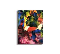 Artopweb EarthArt Materic 80 × 60 cm Tableau matériel 3D effet pinceau léger prêt à accrocher décoration maison art design italien écologique - Couple at the garden table par Macke August