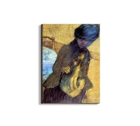 Artopweb EarthArt Materic 80 × 60 cm Tableau matériel 3D effet pinceau léger prêt à accrocher décoration maison art design italien écologique - Mary Cassatt with her dog de Degas Edgar