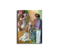 Artopweb EarthArt Materic 80 × 60 cm Tableau matériel 3D effet pinceau léger prêt à accrocher décoration maison art design italien écologique - After Bathing 1" par Degas Edgar